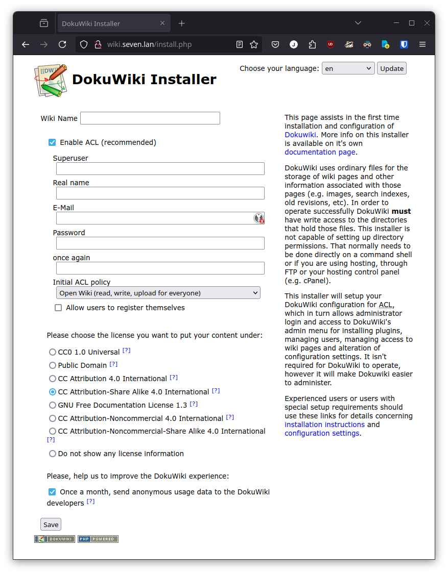 DokuWiki Setup Page