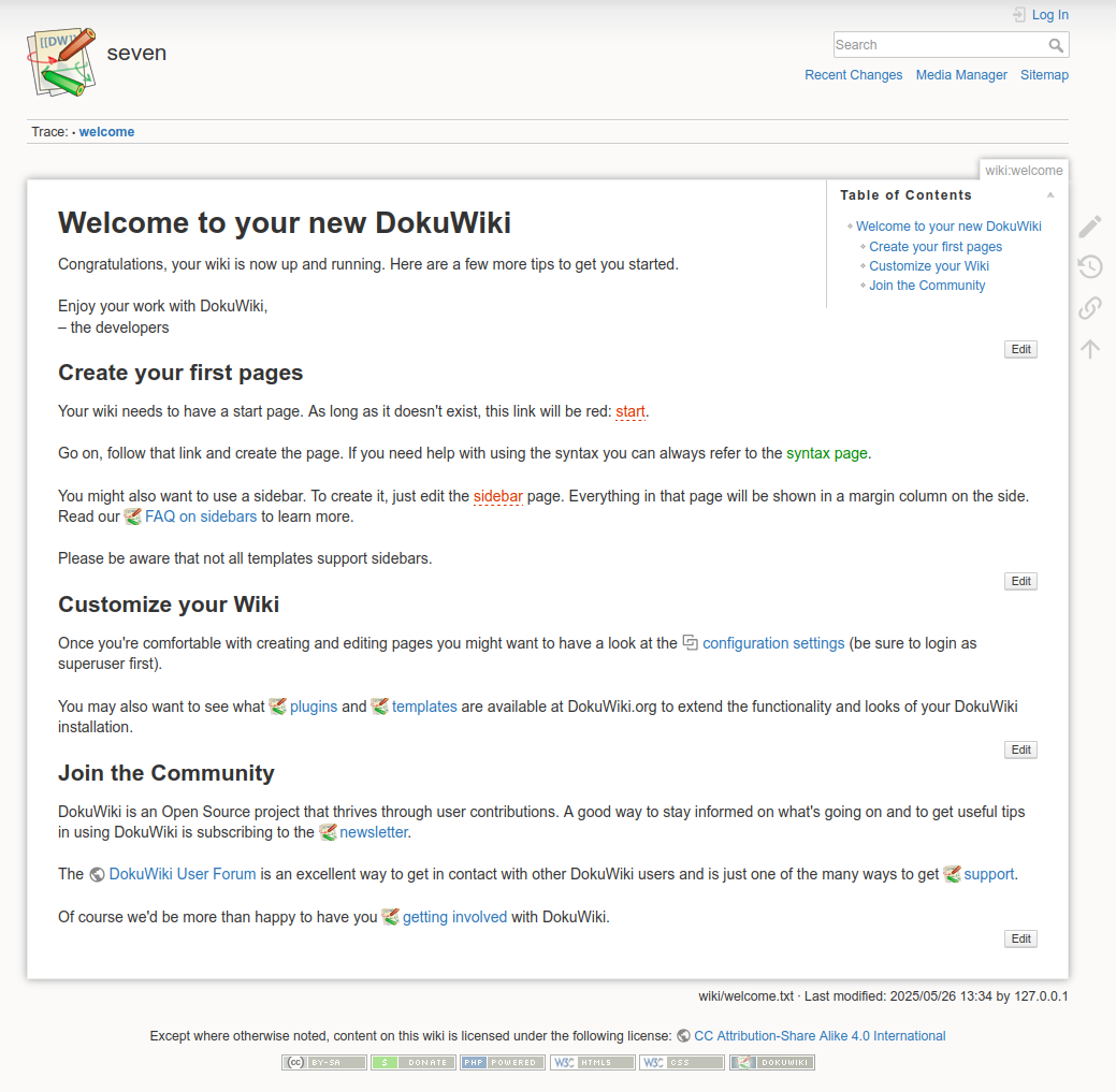 DokuWiki Frontpage