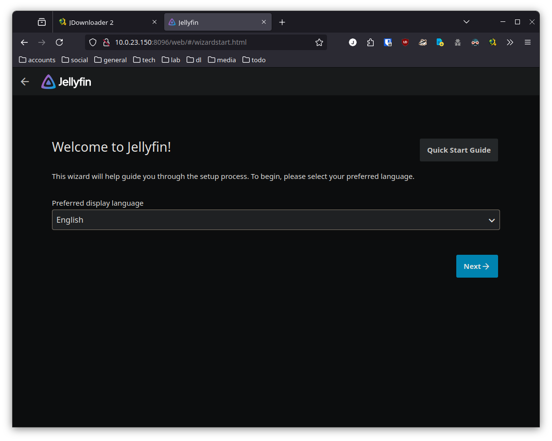 Jellyfin Setup Wizard